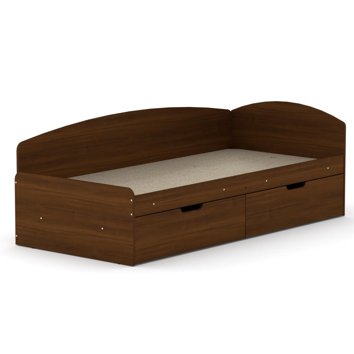 Ліжко односпальне з двома шухлядами Компаніт 90+2С Горіх еко